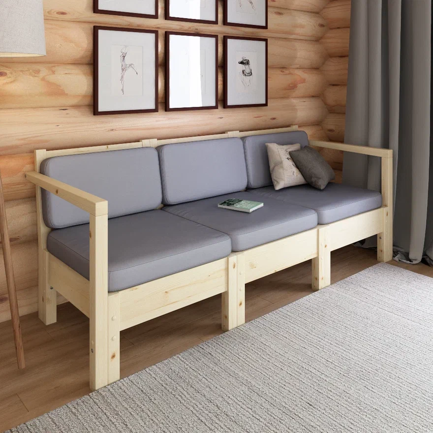 Купить модульный Диван Лаунж трехместный с подушками, деревянный, КМЛ-04 отпроизводителя в интернет-магазине Wooden-World