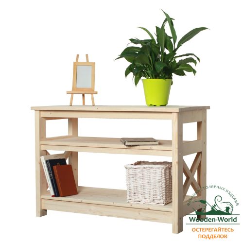 Тумба в стиле Прованс  широкая, 3 полки, 61х89х40 см деревянная, ХСП-10