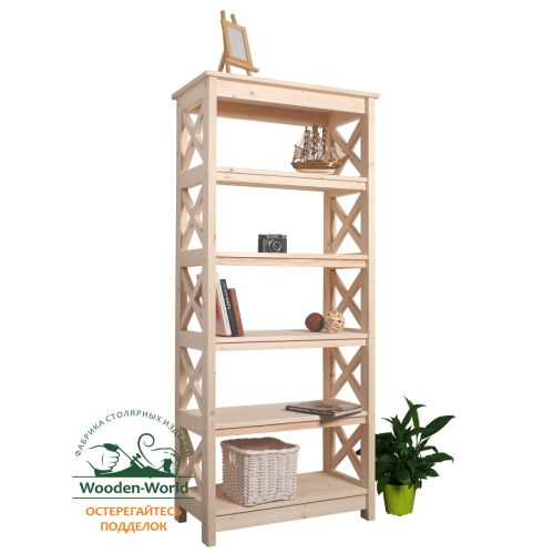Этажерка в стиле Прованс средняя, 6 полок, 165х71х40 см деревянная, ХСП-05