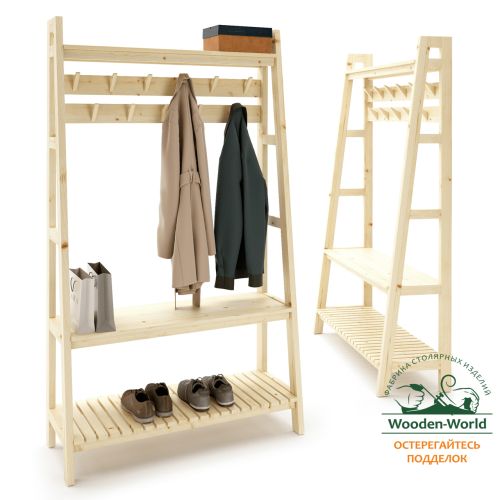 Прихожая с крючками в стиле Лестница 189х110х41,6 см, деревянная, ХСЛП-02 Прихожая с крючками в стиле Лестница 189х110х41,6 см, деревянная, ХСЛП-02