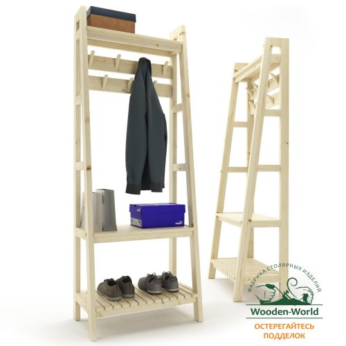 Прихожая с крючками в стиле Лестница 189х70х41,6 см, деревянная, ХСЛП-04 Прихожая с крючками в стиле Лестница 189х70х41,6 см, деревянная, ХСЛП-04