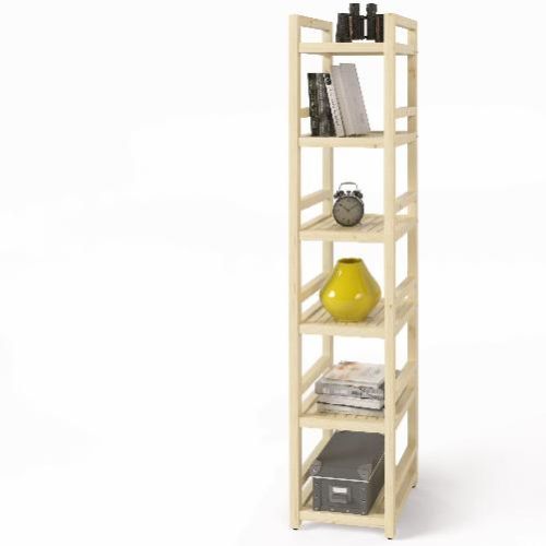 Стеллаж деревянный 6 полок, 165 х 35 х 35 см, Универсальный, СУ-06