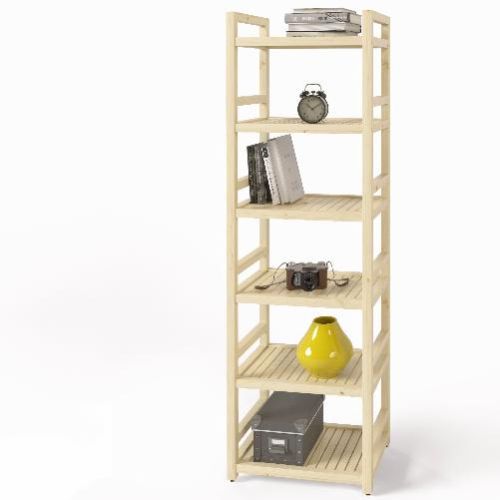 Стеллаж деревянный 6 полок, 165 х 52 х 35 см, Универсальный, СУ-05