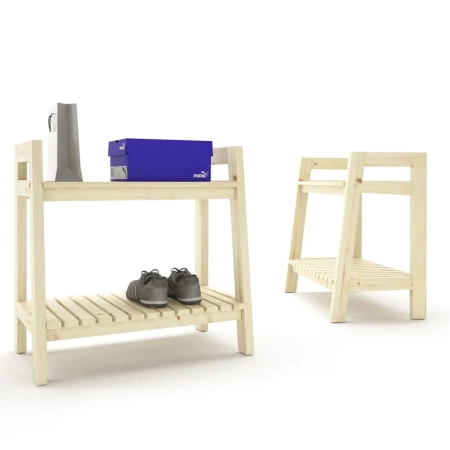 Тумба для обуви в стиле Лестница, 2 полки, 69х70х41,6 см, деревянная,СЛП-12