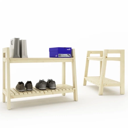 Тумба для обуви в стиле Лестница, 2 полки, 69х90х41,6 см, деревянная, ХСЛП-11