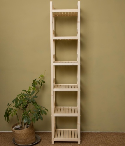 Стеллаж деревянный 6 полок, 165 х 35 х 35 см, Универсальный, СУ-06