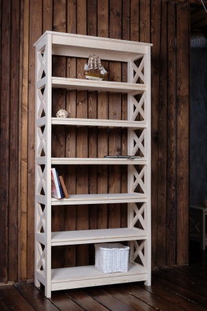 Стеллаж в стиле Прованс широкий, 7 полок, 195х89х40 см, деревянный, ХСП-01 Стеллаж в стиле Прованс широкий, 7 полок, 195х89х40 см, деревянный, ХСП-01