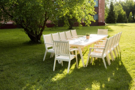 Купить  Комплект дачной мебели деревянный 340 см (2стола, 12 Кресел) , КМР-06