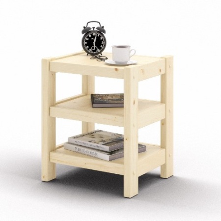Тумба прикроватная Классическая, 3 полки, 41х35х49 см (полки из щита) деревянная, ХСК-19