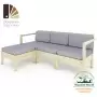 Садовый диван из дерева с подушками и подставкой для ног (оттоманкой) модульный на 3 человека, КМЛ-08