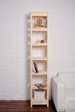 Стеллаж в стиле Прованс узкий, 7 полок, 195х40х40 см, деревянный, ХСП-03