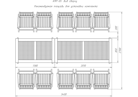 Купить  Комплект дачной мебели 340 см (2 стола,10 Кресел) деревянный, КМР-05