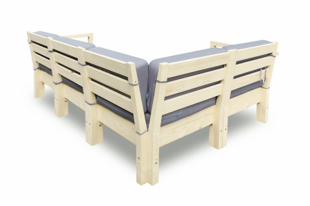 Диван угловой с подушками деревянный на 3 человека, КМЛ-11