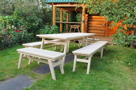 Купить  Комплект дачной мебели на 16-18 человек 300 см (2 стола, 6 лавок) деревянный, КМР-29