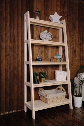 Стеллаж в стиле Лестница 5 полок, 189х90х41,6 см, деревянный, ХСЛ-01