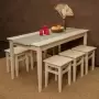 Комплект обеденной мебели деревянный (стол 150 см + 6 табуретов), КМО-14