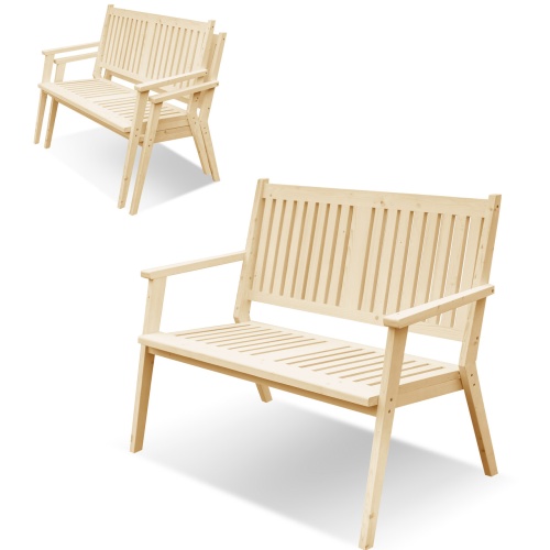 Диван-скамейка садовая с подлокотниками 125см деревянный, ХМР-02