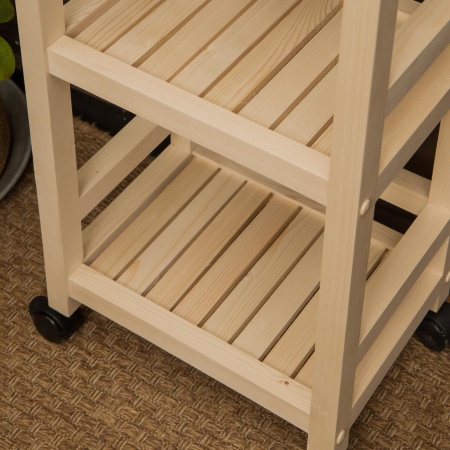 Этажерка на колесиках деревянная, 4 полки, 105 х 35 х 25, Универсальная, СУ-23