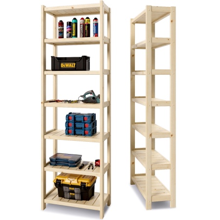 Стеллаж Классический 7 полок, 230х72х35 см, деревянный, ХСК-02 Стеллаж Классический 7 полок, 230х72х35 см, деревянный, ХСК-02