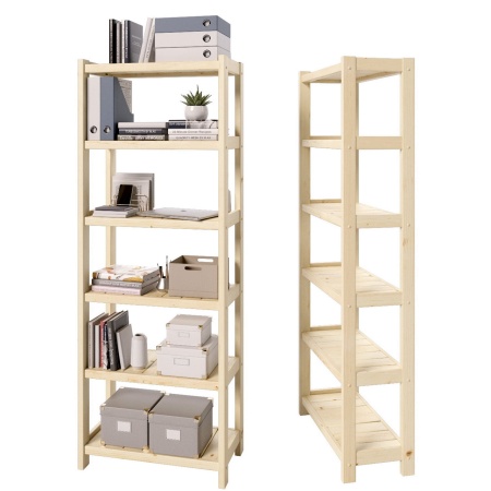 Стеллаж Классический 6 полок, 194х72х35 см, деревянный, XСК-05