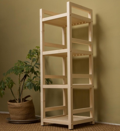 Стеллаж деревянный, этажерка 4 полки, 105 х 35 х 35 см, Универсальный, СУ-12