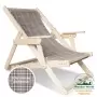Шезлонг с клетчатой тканью и подлокотниками, деревянный, складной, МС-15-К