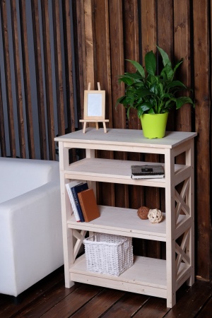 Этажерка в стиле Прованс средняя, 4 полки, 91х71х40 см деревянная, ХСП-08