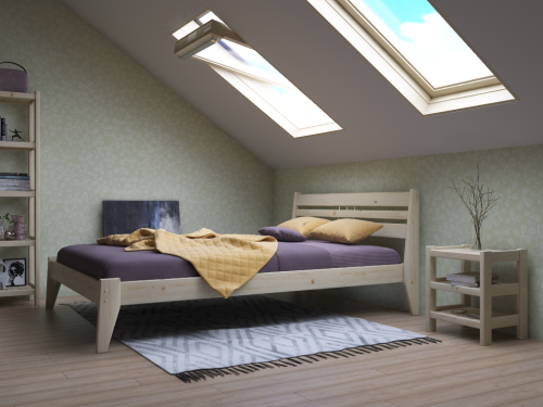 Кровать двуспальная 140х200 см деревянная в Скандинавском стиле, КС-04