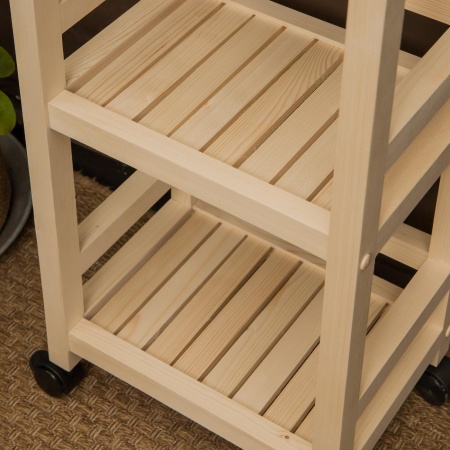 Тумба на колесиках деревянная, 3 полки, 75 х 35 х 25, Универсальная, СУ-26