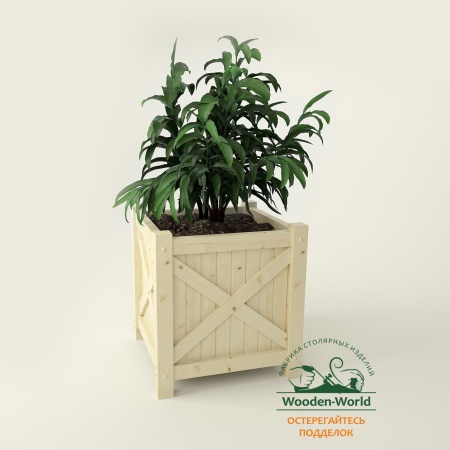 Кашпо 50х50х56 см в стиле Прованс (Ящик для цветов, Вазон из дерева) деревянный, ДК-12