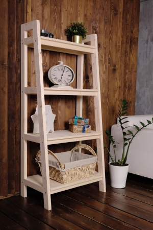 Этажерка в стиле Лестница, 4 полки, 149х70х41,6 см деревянная, ХСЛ-05