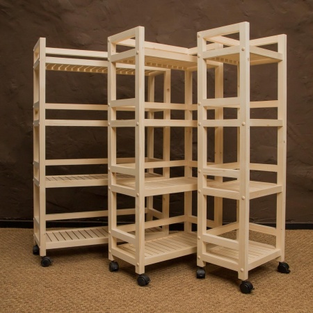 Этажерка на колесиках деревянная, 4 полки, 105 х 35 х 25, Универсальная, СУ-23