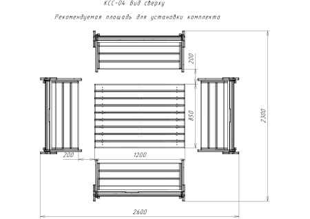 Комплект складной мебели на 8-10 человек (Стол 120 см, 4 Скамейки) деревянный, КСС-04