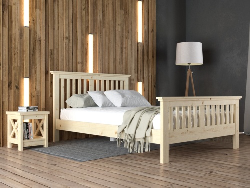 Кровать полутораспальная 120х200 см с изножьем деревянная Прованс, КР-04