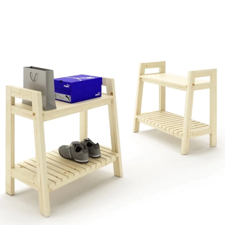 Тумба для обуви в стиле Лестница, 2 полки, 69х70х41,6 см, деревянная,СЛП-12