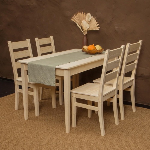 Комплект обеденной мебели деревянный (стол 120 см + 4 стула), КМО-03