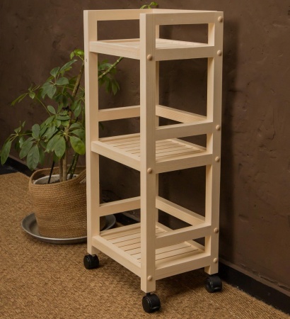 Тумба на колесиках деревянная, 3 полки, 75 х 35 х 25, Универсальная, СУ-26