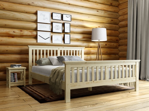Кровать двухспальная 160х200 см с изножьем деревянная Прованс, КР-08
