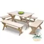 Комплект складной мебели на 8-10 человек (стол 120 см, 4 лавки) деревянный, КСЛ-04