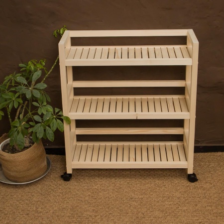 Этажерка на колесиках деревянная, 3 полки, 75 х 70 х 25, Универсальная, СУ-24