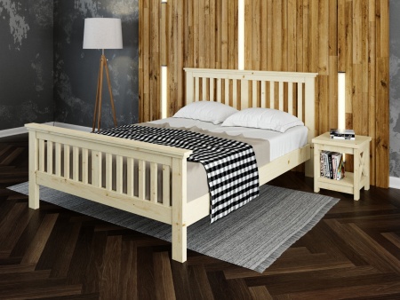 Кровать полутораспальная 140х200 см с изножьем деревянная Прованс, ХКР-06