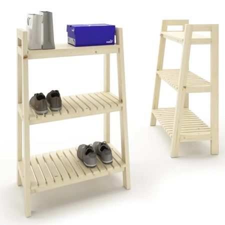 Этажерка для обуви в стиле Лестница, 3 полки, 109х70х41,6 см деревянная, ХСЛП-10