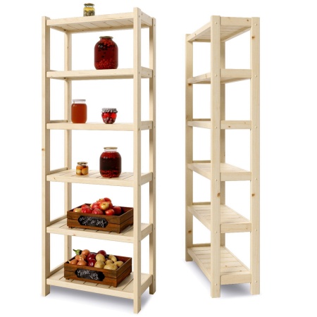 Стеллаж Классический 6 полок, 194х72х35 см, деревянный, XСК-05