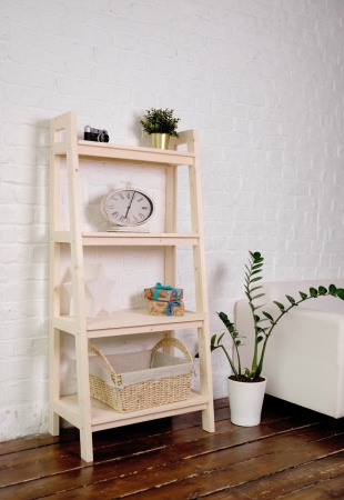 Этажерка в стиле Лестница, 4 полки, 149х70х41,6 см деревянная, ХСЛ-05