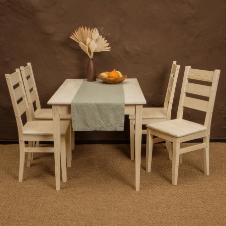 Комплект обеденной мебели деревянный (стол 120 см + 4 стула), КМО-03