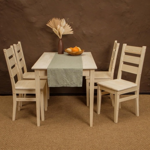 Комплект обеденной мебели деревянный (стол 120 см + 4 стула), КМО-03