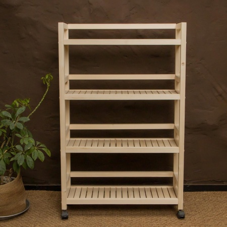Этажерка на колесиках деревянная, 4 полки, 105 х 70 х 25, Универсальная, СУ-21