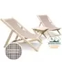 Комплект шезлонгов с клетчатой тканью  (2 шезлонга + столик) деревянный, КСШ-02-К