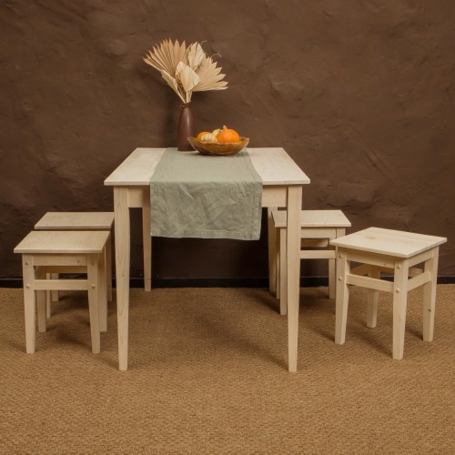 Комплект обеденной мебели деревянный (стол 120 см + 4 табурета), КМО-13