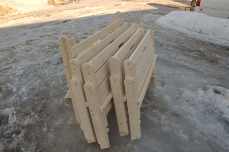 Комплект (Усиленный) банной мебели на 10 человек складной 150 см (Стол, 4 скамейки) деревянный, КУС-05